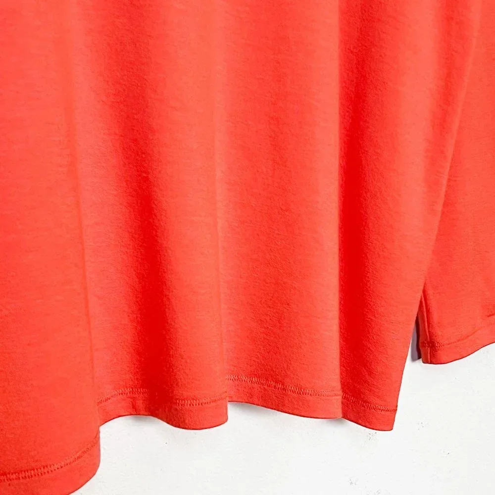Eileen Fisher Tencel Stretch Terry Patch Pocket Long Sleeve Top Hot Red Orange M - Picture 14 of 15